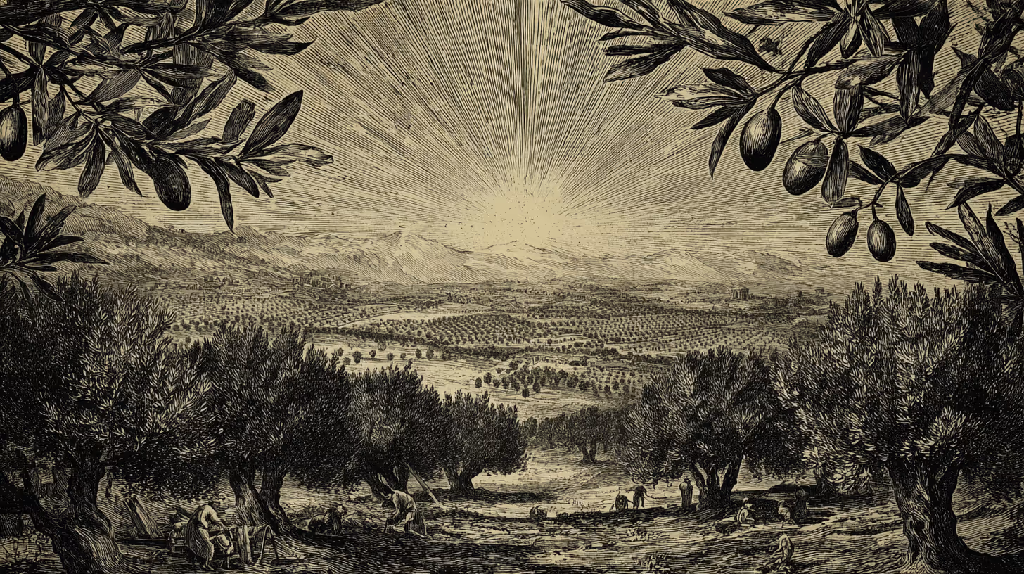 Griechisches Olivenöl von Akratos — Olivenhaine an den Berghängen bei Olympia, Griechenland